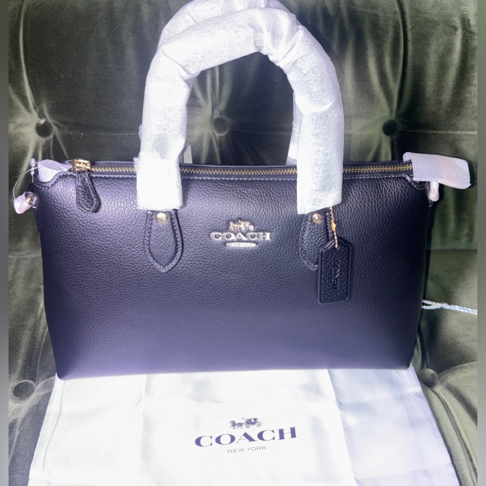 NWT Coach Georgia Satchel Bag In black pebbled leather - Picture 8 of 15